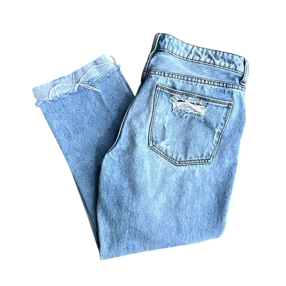 Gilded Intent 28 High Rise Distressed Ankle Cuffed Straight Leg Jeans - Picture 5 of 10